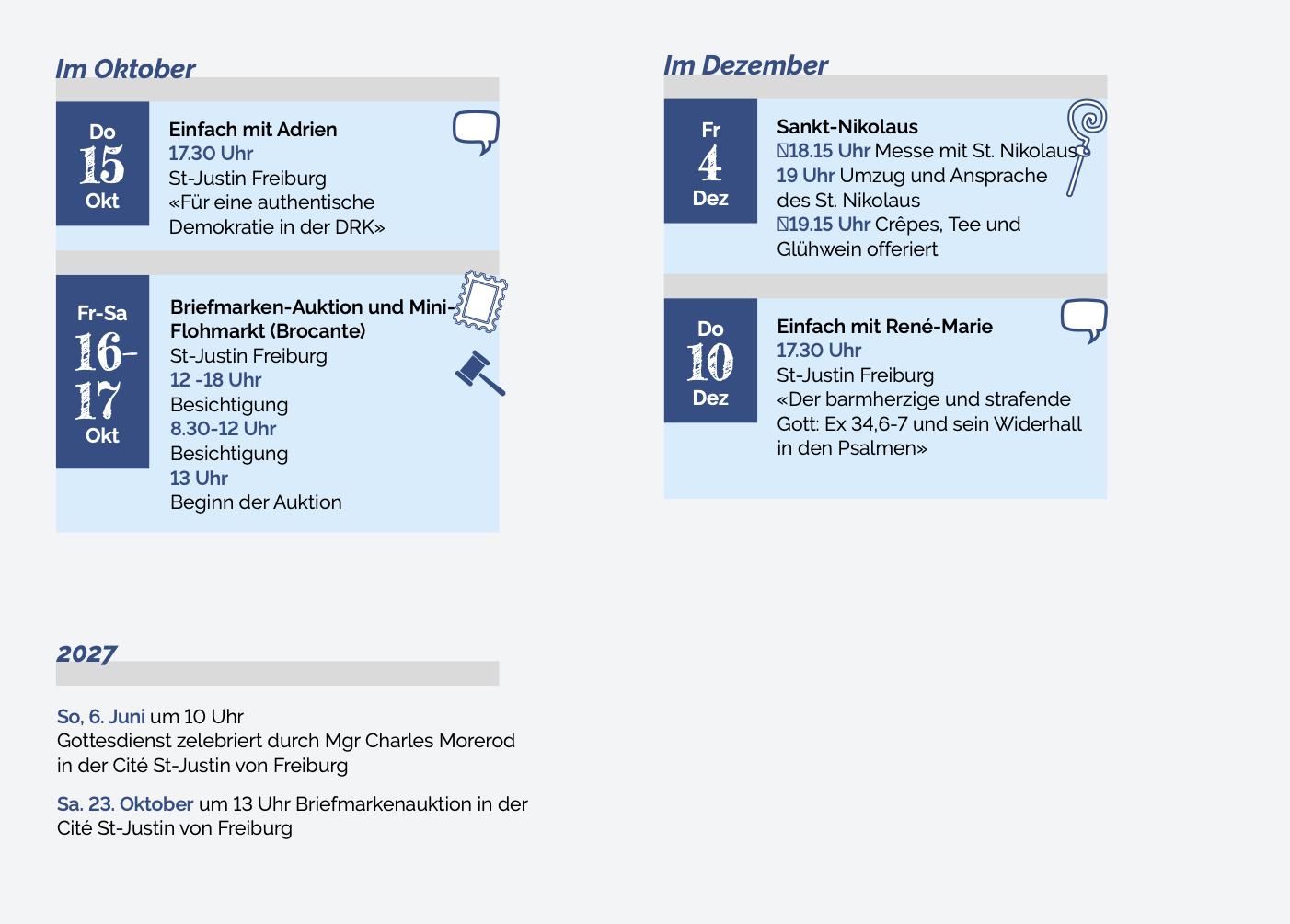 Agenda des événements St-Justin